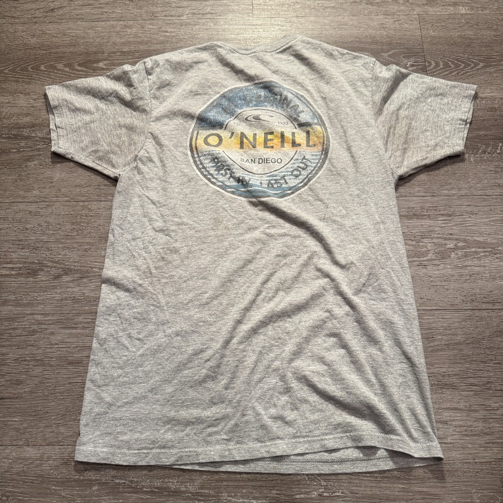 ONeill Shirt Mens Medium Gray Short Sleeve Graphic‎ Tee Modern Fit Surf Skate